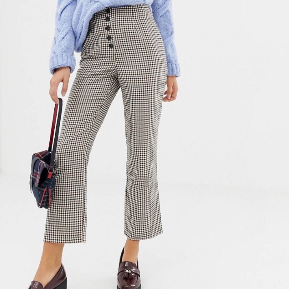 Check Flared Trousers